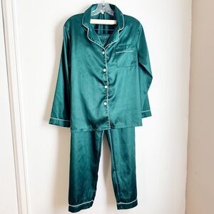 Green Satin Pajama Set
